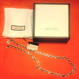 Authentic Gucci Silver Interlocking Logo Chain Necklace 20"